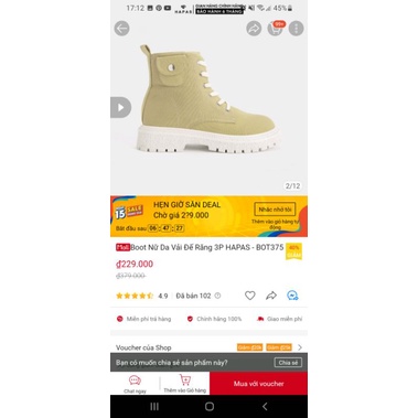 pass bốt nữ hapas như hình size 38 giá 99k hàng mall chính hãng, còn cả hộp đựng, mua về bị rộng, ko