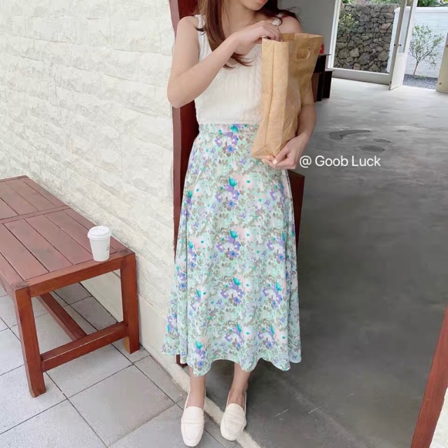 Chân váy hoa voan chifon dáng dài midi Ulzzang style 🌸 Hàng Quảng Châu