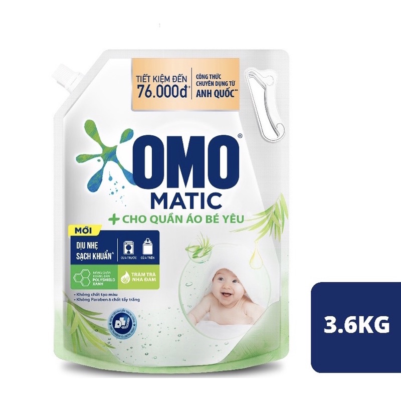 Nước giặt OMO Matic cho quần áo bé yêu túi 3,6kg ( mầu trắng )