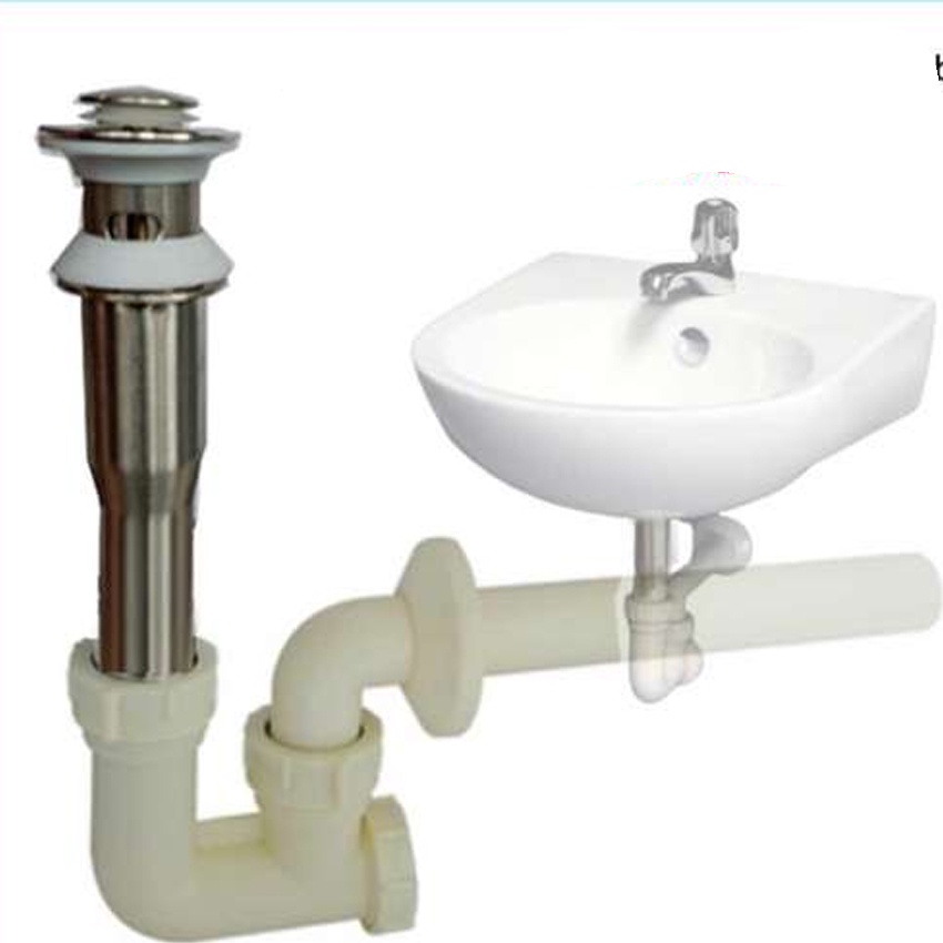 Bộ xả lavabo đầu bằng inox  co bằng nhựa,  bộ xã xi phong dễ thi công x02