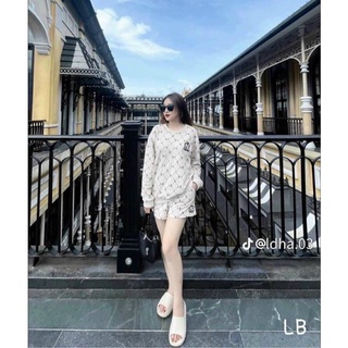 Set nỉ bông màu ghi mlb
