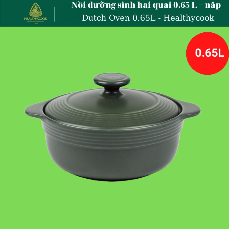 [ Tặng đế lót gỗ + Chén cơm]Nồi dưỡng sinh Minh Long 0.65 L hai quai (nồi + nắp) - Healthycook