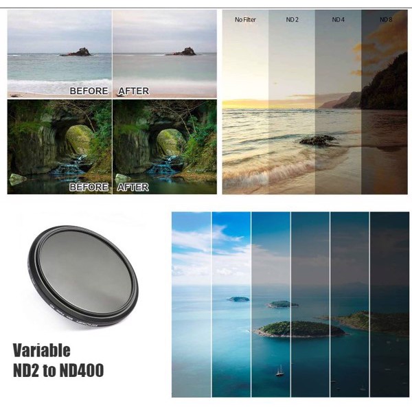 Filter ND Vari K&F concept: ND2-ND400 - size 82mm. Chính hãng