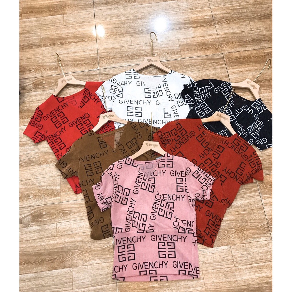 Áo nhũ cổ V in chữ