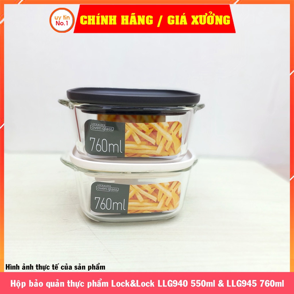 Hộp bảo quản thực phẩm LOCK&amp;LOCK bằng thủy tinh chịu nhiệt có van thông hơi MORDEN STEAM HOLE - LLG940 760ml &amp; LLG945