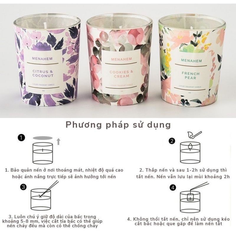 Nến Thơm Thư Giãn Không Khói Menahem Luxury Fragrant Candle