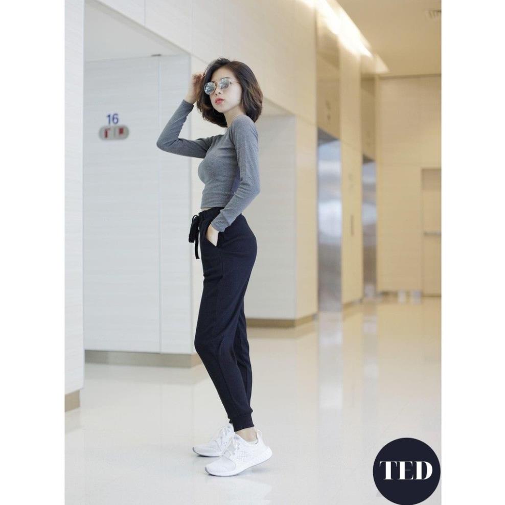 Quần jogger len tăm bo gấu nữ Free Ship quần nỉ jogger len tăm quần nữ TED11