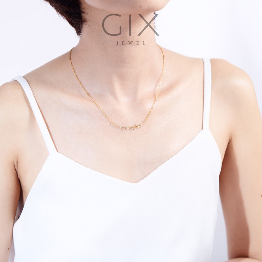 Dây chuyền bạc mạ vàng lá cây đính đá Cz Gix Jewel DC22