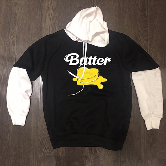 ( Siêu rẻ) Áo hoodie BUTTER, áo phối mũ BTS cực chất