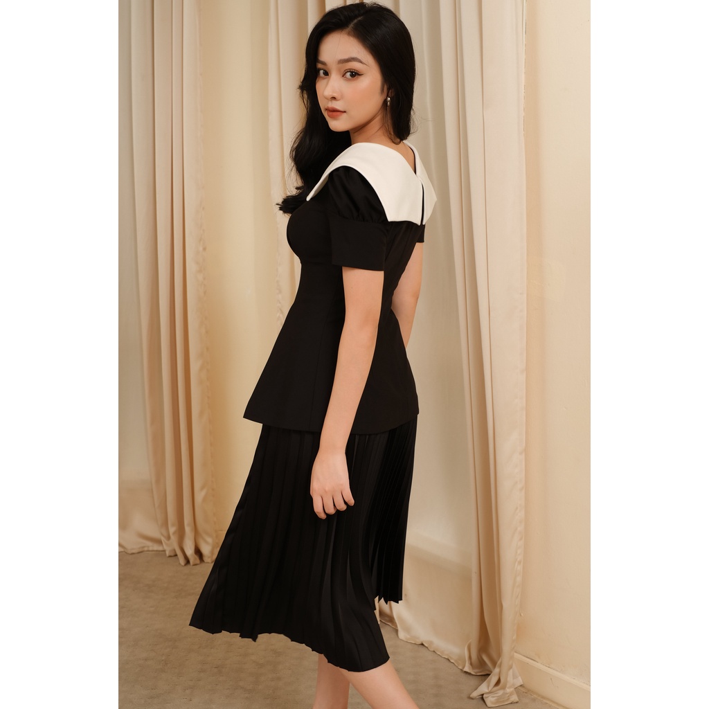 Áo kiểu nữ đen cổ trắng Amelia - MAIIMER
