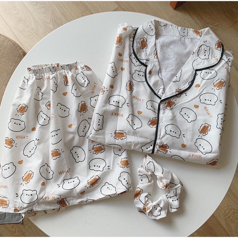 Bộ Ngủ Pijama cộc tay mặc nhà chất kate Hoạt Hình Ulzzang 👘set mặc nhà nữ cộc tay nhiều màu 👘 freeship👘 sale