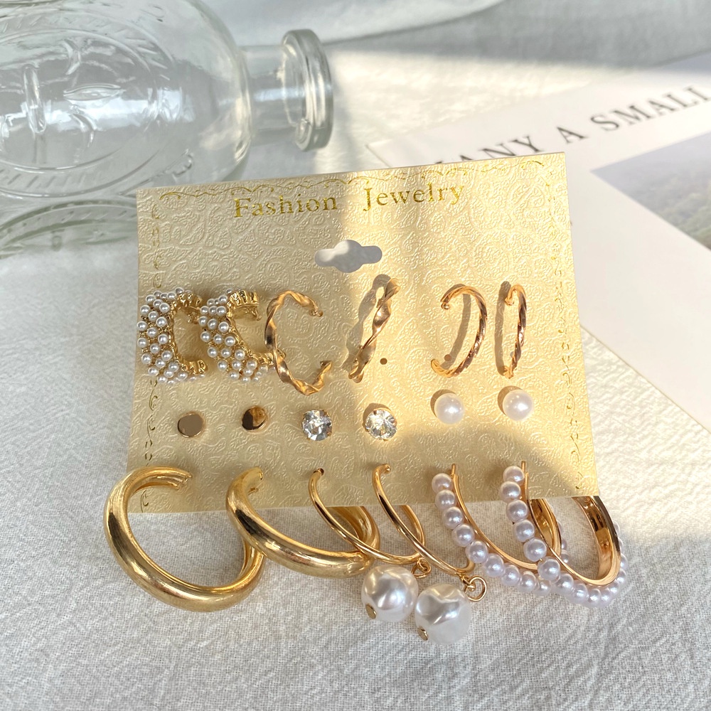 Set khuyên tai đính ngọc trai thời trang thanh lịch dành cho nữ