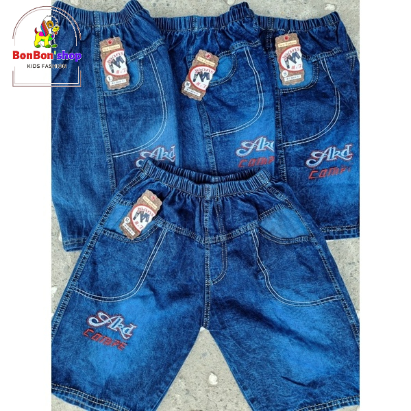 quần short jean lưng chun cho bé trai fom rộng
