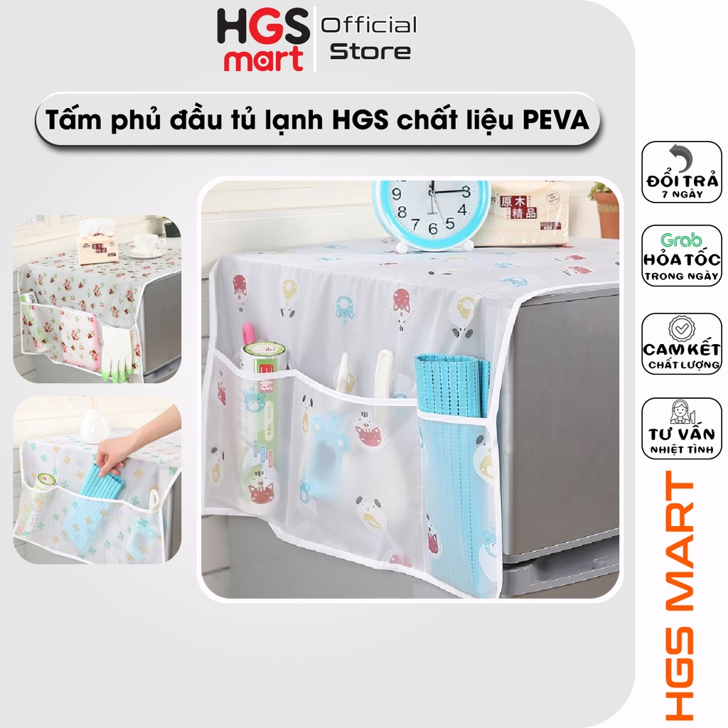 Tấm phủ bảo vệ tủ lạnh HGS chống bám bụi kích thước 129x54 cm có ngăn chứa đồ | mã GD094