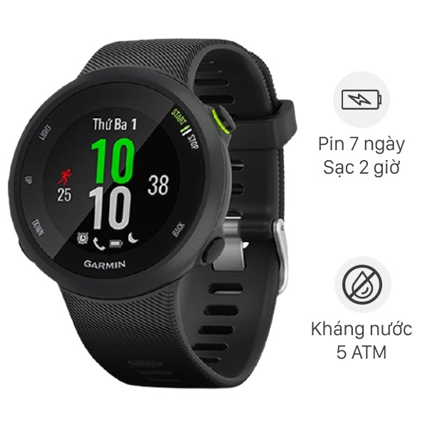 Đồng hồ thông minh Garmin Forerunner 45 Đen kháng nước 5ATM theo dõi nhịp tim màn hình MIP - Chính hãng BH 12 tháng