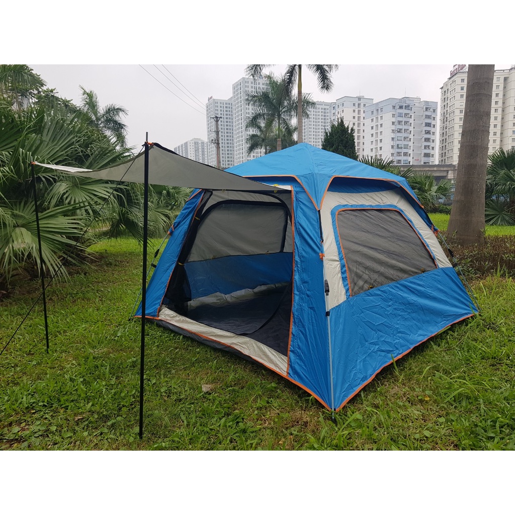 Lều tự bung 4-6 người 4 cửa to thoáng, có mái hiên tăng diện tích, chống mưa nắng, chống tia cực tím và công trùng | BigBuy360 - bigbuy360.vn
