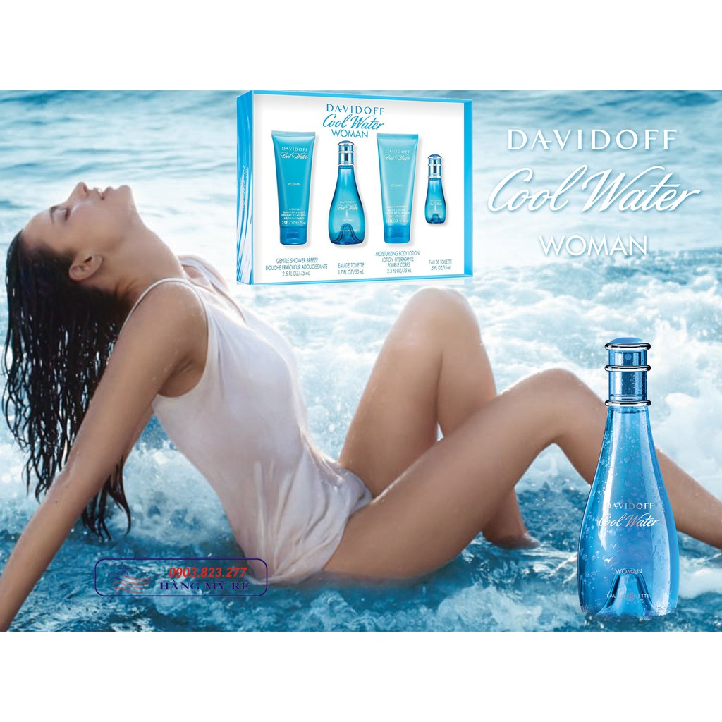 Set Nước hoa & Chăm sóc da Davidoff Cool Water dành cho bạn gái (Hàng Us)