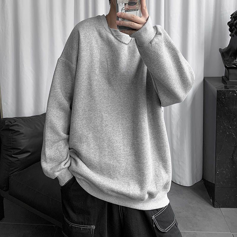 Áo thun tay dài cổ tròn màu trơn phong cách Hàn Quốc màu trơn dày dặn ấm áp size M-5XL 4XL cho nam