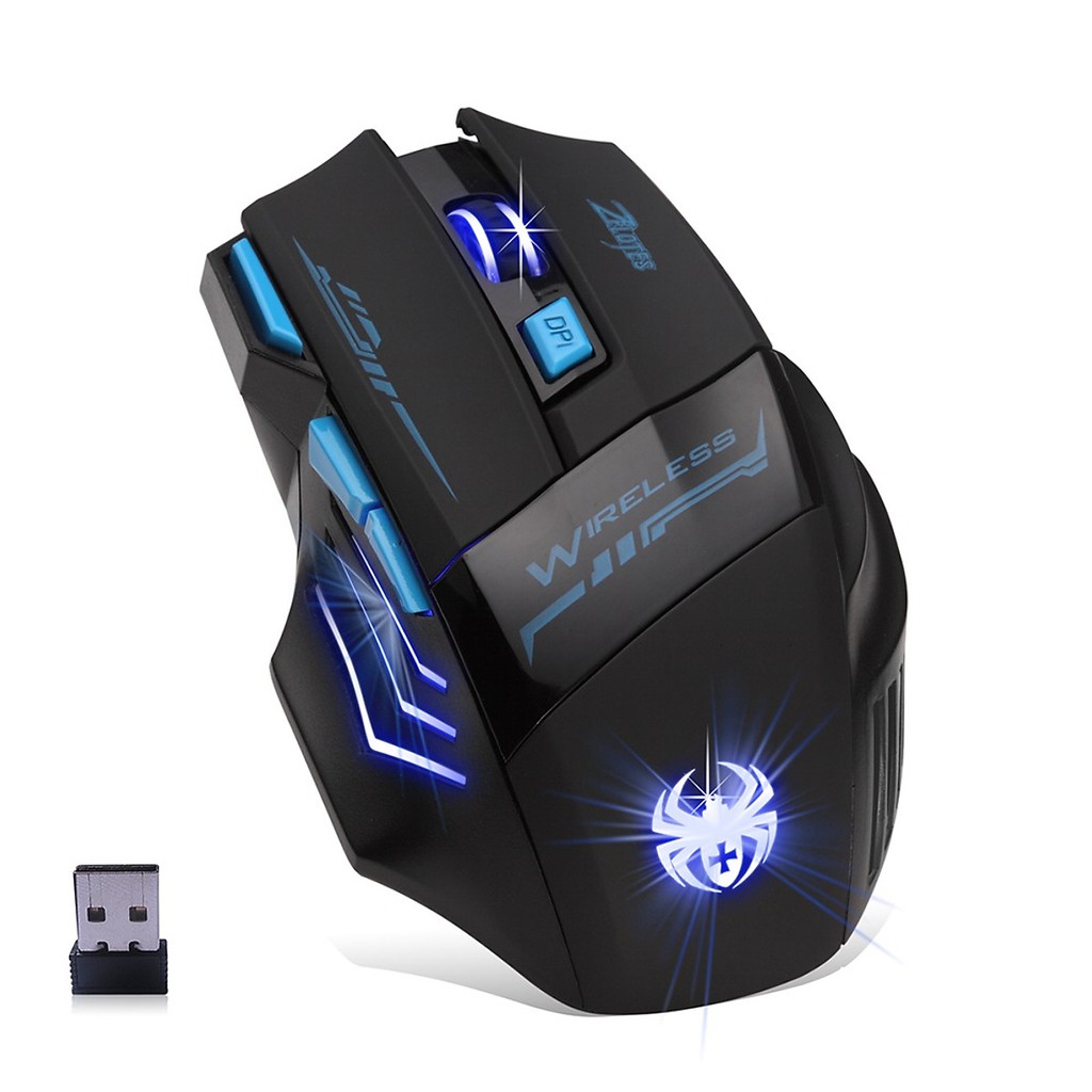 Chuột Máy Tính Không Dây ZELOTES F14 Có Đèn LED (2.4G 2400DPI 7 Nút)