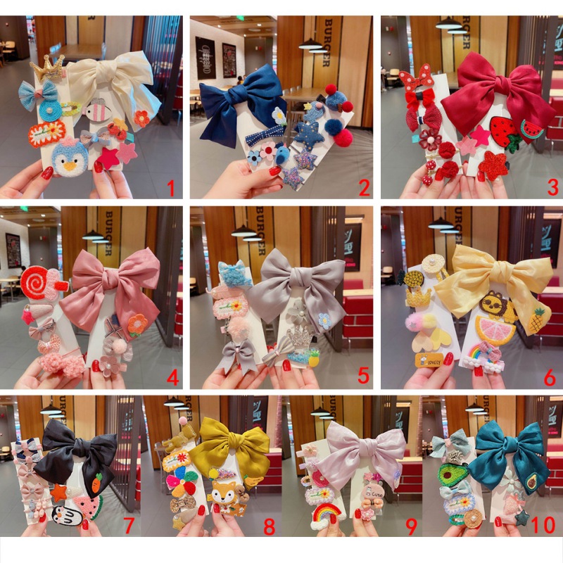 Set kẹp tóc có kiểu nơ lớn Hàn Quốc đáng yêu dành cho bé gái