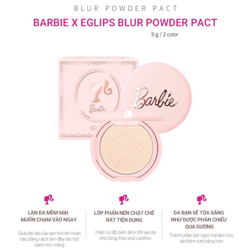 Phấn Phủ Nén Eglips x Barbie Blur Powder Pact