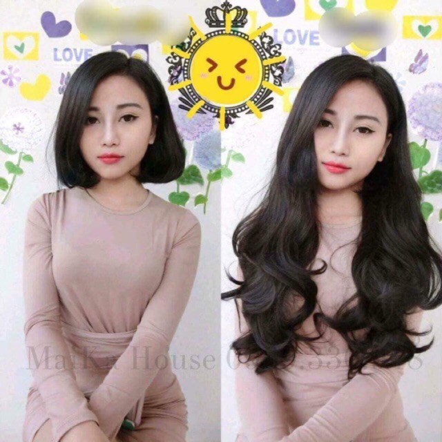 Tóc Giả Kẹp chữ U xoăn dài 💄FREESHIP💄 Tóc giả kẹp U xoăn đuôi