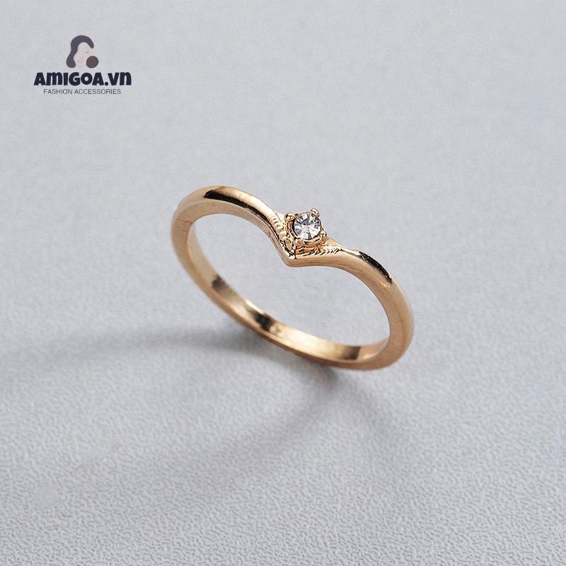 ✨✨Nhẫn Bằng Thép Titan Màu Vàng/Bạc Đính Đá Pha Lê Cho Nữ