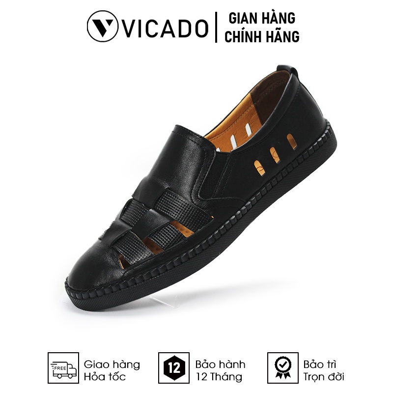 Dây Giày lười nam công sở da bò cao cấp Vicado VO0111 màu đen