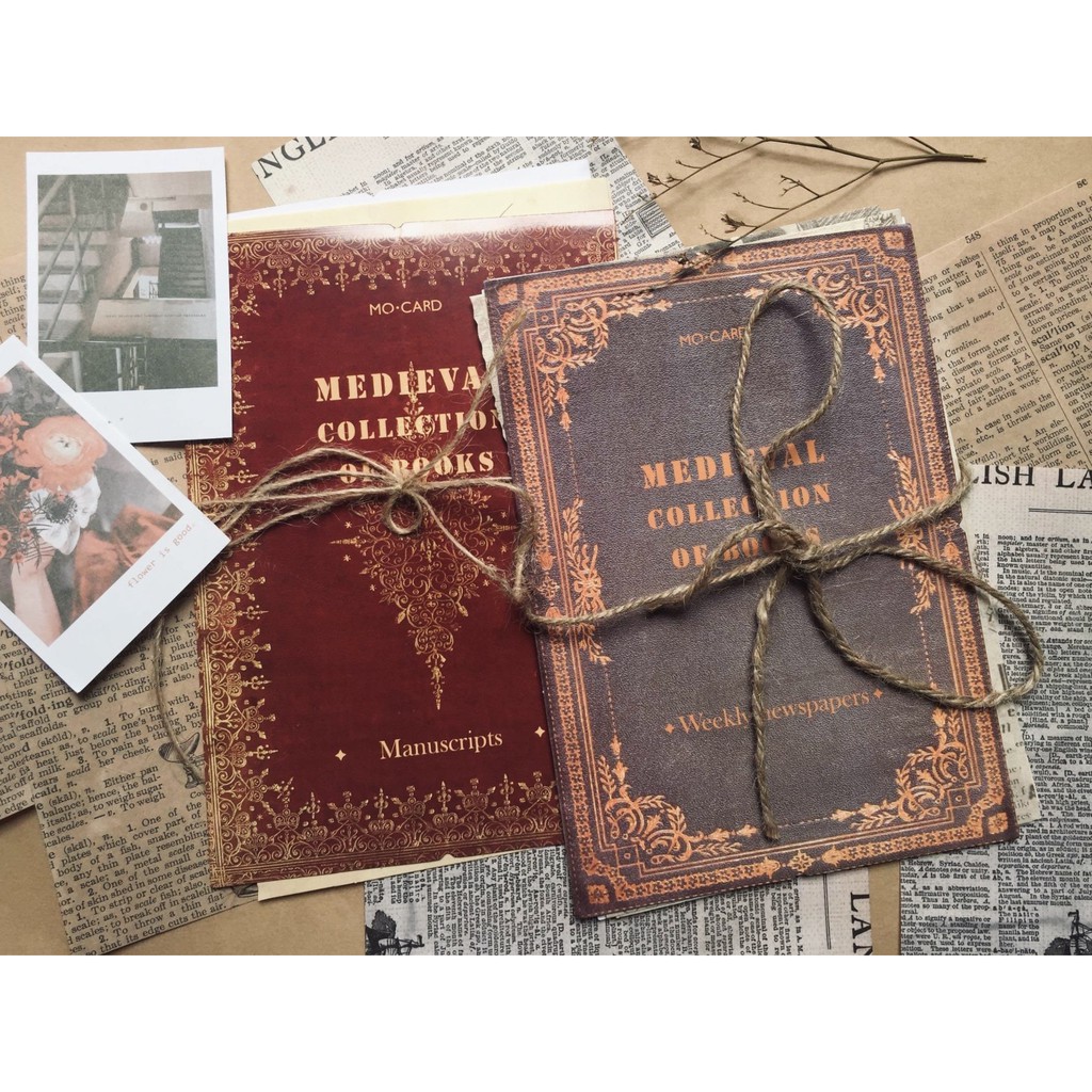 (5 mẫu) Set 10 Tấm Giấy Retro Manuscript Trang Trí Sổ Bullet Journal - Set Giấy Báo Cũ Vintage