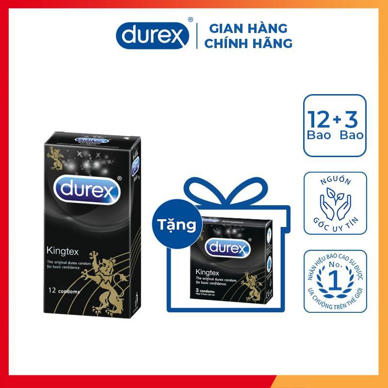 [SIÊU GIẢM GIÁ] Bộ 1 Hộp Bao Cao Su Durex Kingtex (12 Cái/Hộ)p + Tặng 1 Hộp Bao Cao Su Kingtex (3 Cái/Hộp)