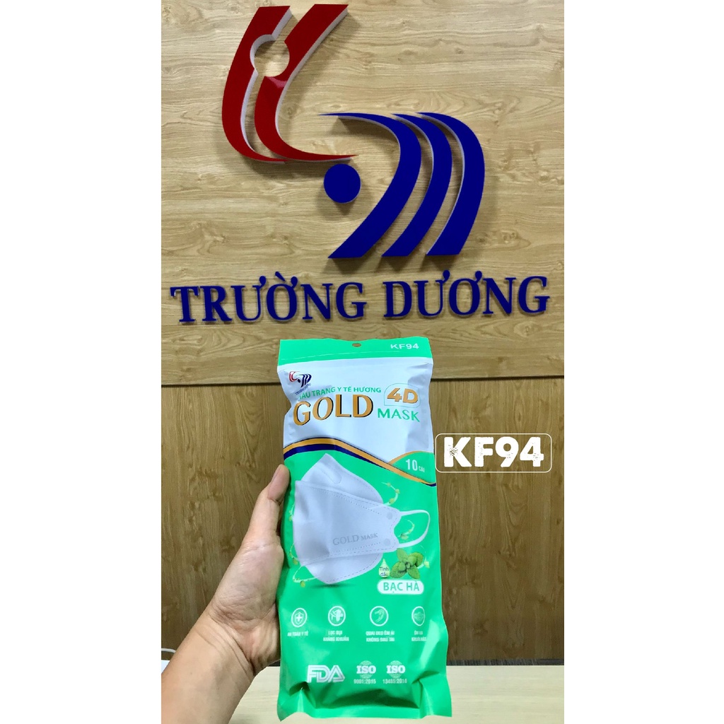 Khẩu trang y tế hương Bạc Hà 4D Gold Mask  - Túi 10 chiếc