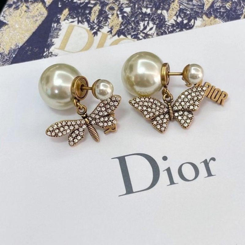 Bông Tai Dior 2021 Hình Bướm Đính Ngọc Trai Sang Trọng Cho Nữ