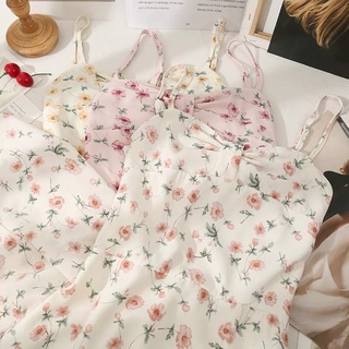 Váy hai dây hoa nhí cổ cách điệu, cổ nơ-váy 2s
