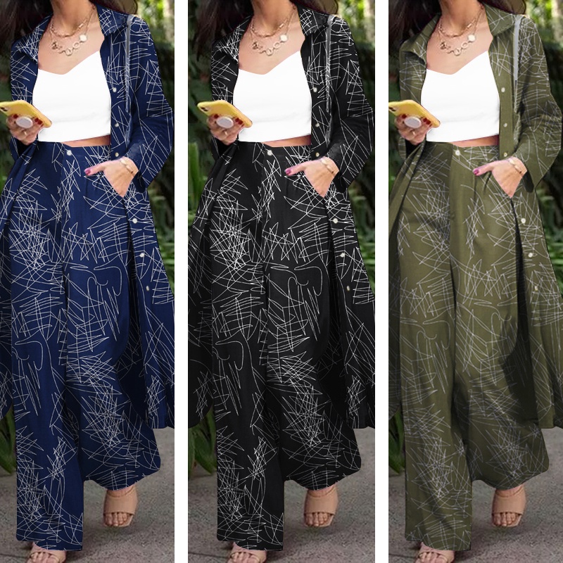 Set Quần Dài Ống Rộng Và Áo Tay Dài Zanzea Phong Cách Thời Trang Đường Phố Châu Âu Cho Nữ