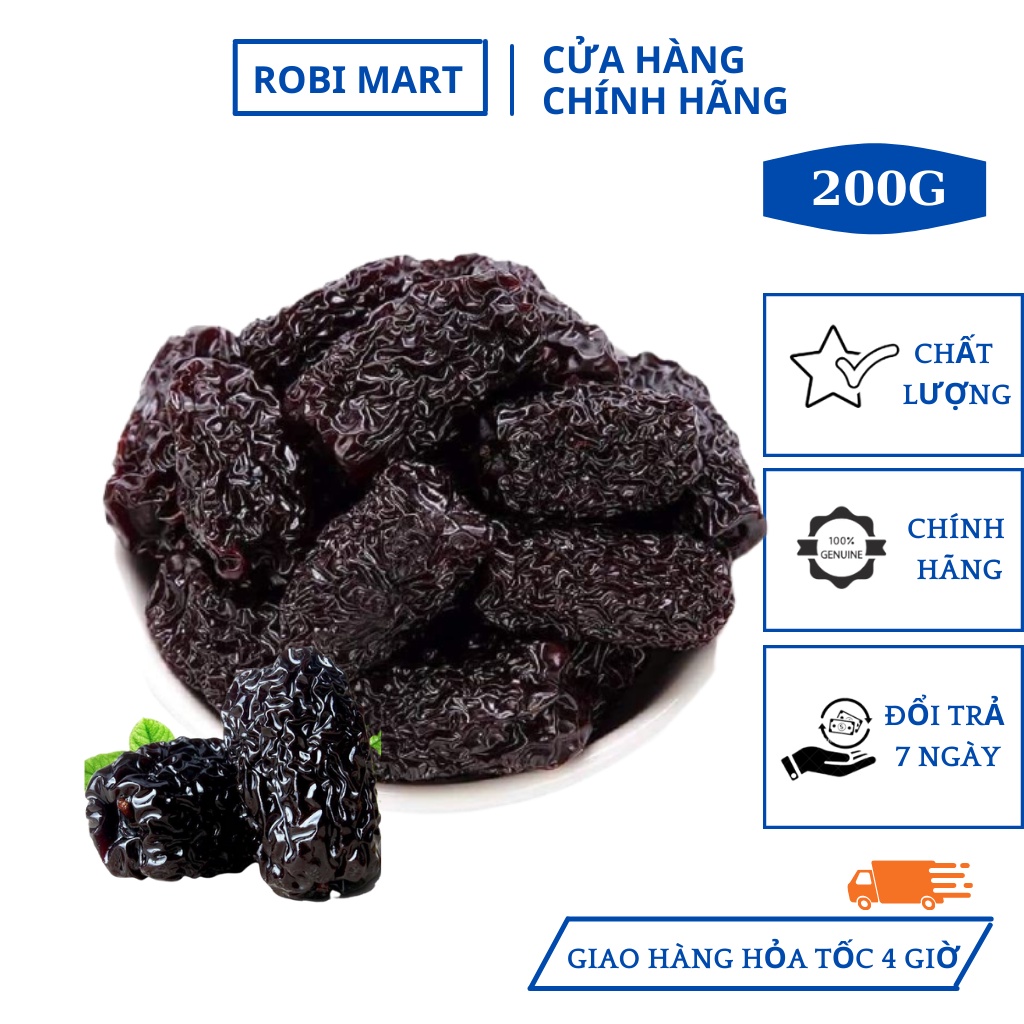 Táo tàu đen sấy lạnh Robi Mart gói 100gr - Ngủ ngon giấc và tốt cho hệ tiêu hóa hàng loại 1 chính hãng