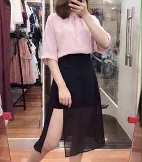 CHÂN VÁY MIDI XẺ TÀ