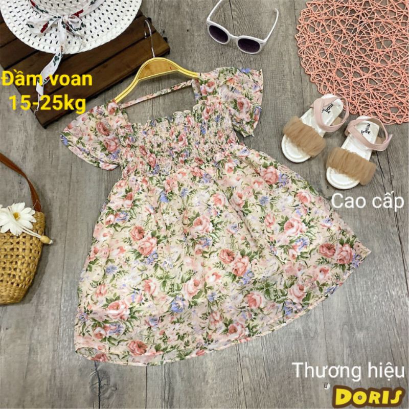 ĐẦM ĐI TIỆC VÁY VOAN TƠ XÒE RỘNG BÉ GÁI HAIVANCO cho bé 10 đến 40 kg mềm mại và thoáng mát đi học đi chơi đều đẹp