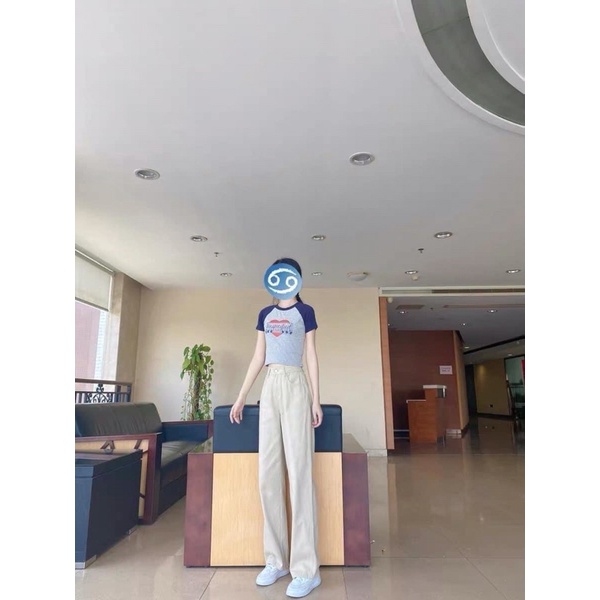 Quần kaki jeans màu be phong cách Hàn Quốc SALYN QJ05