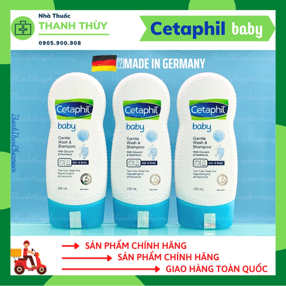 CETAPHIL BABY GENTLE WASH &amp; SHAMPOO 2in1[Chai 230ml] Sữa Tắm Gội Toàn Thân Dịu Nhẹ Cho Bé