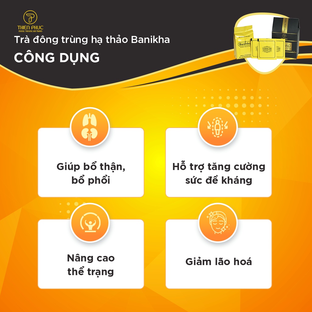 Trà đông trùng hạ thảo Banikha THIÊN PHÚC hộp 20 gói - Chính hãng dược thảo Thiên Phúc