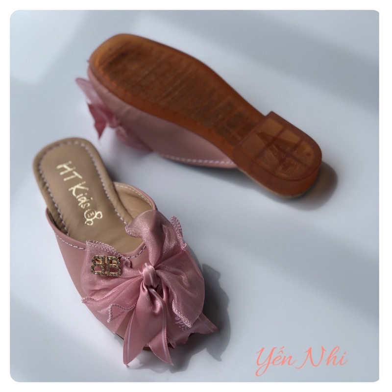 Giày sục nơ khuy đá sang chảnh công chúa cho bé gái da mềm  2-10 tuổi