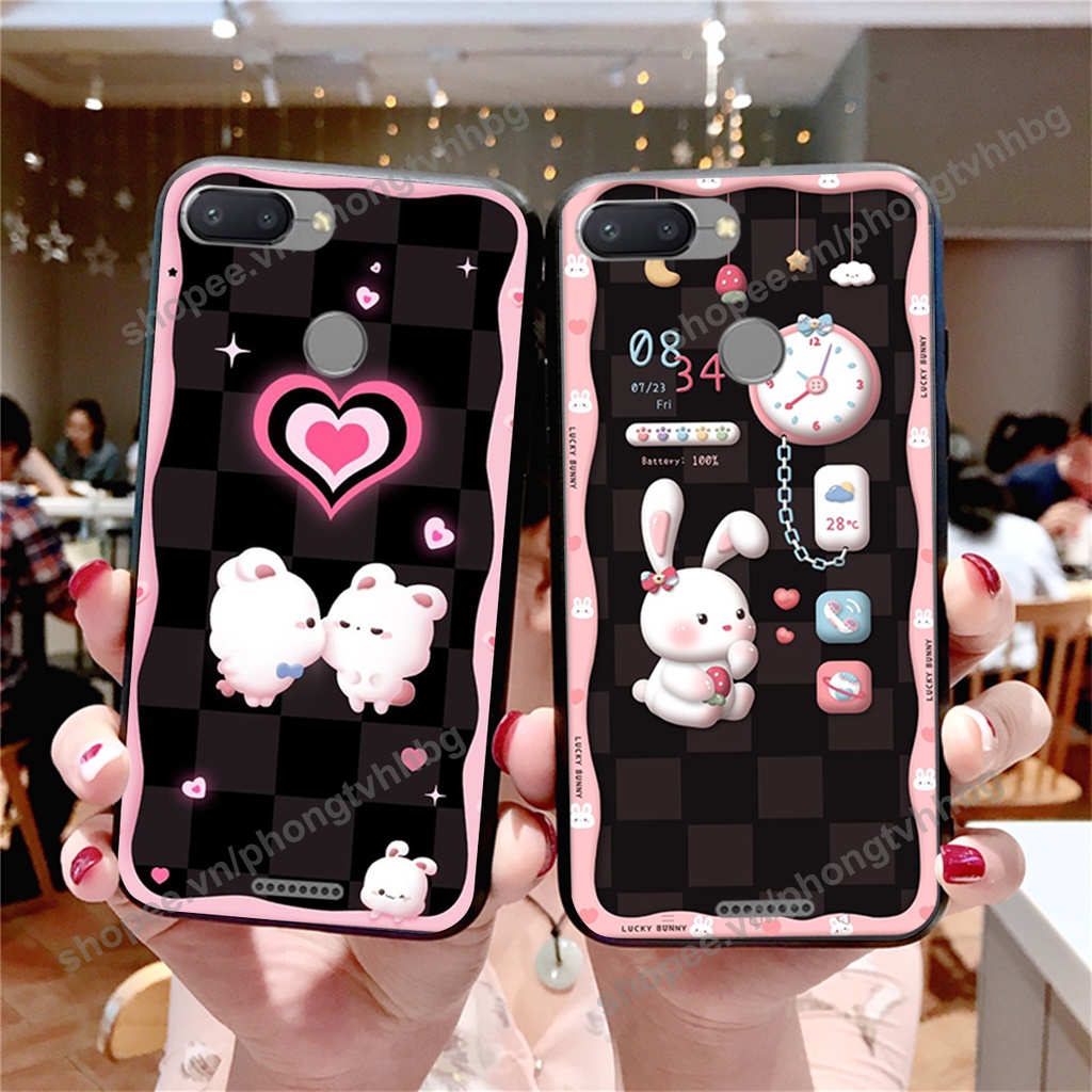 Ốp lưng Xiaomi Redmi 6 / Redmi 6A gấu,thỏ trắng , đồng hồ dễ thương cute cực đẹp