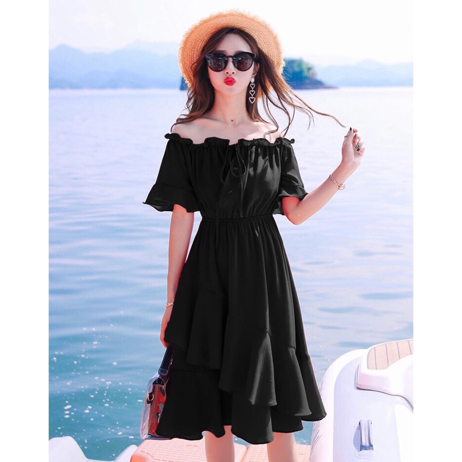 Váy nữ đẹp đầm nữ đẹp váy trễ vai đầm trễ vai dáng xòe V06 | BigBuy360 - bigbuy360.vn