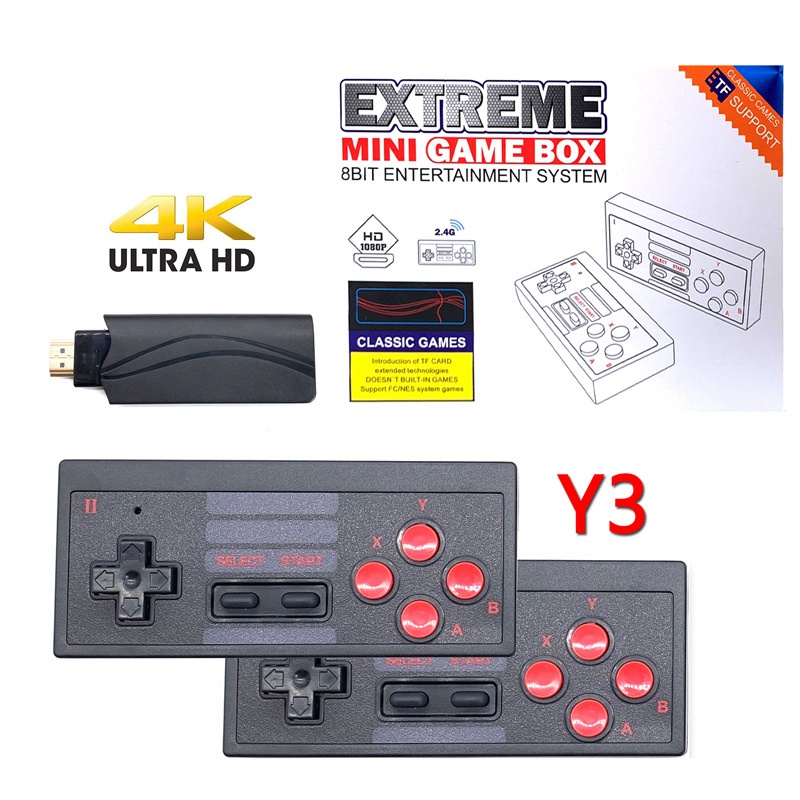 Retro Mini Game Console Y3 HD HDMI TV Game Console Built in 628 Classic Games Console Wireless Doubles Game Console