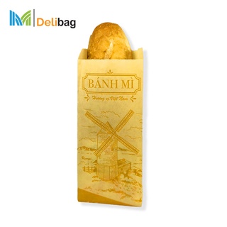 Túi bánh mì cối xay gió – Giấy thực phẩm Kraft Vàng 50gsm (100 cái/set) – MMD04