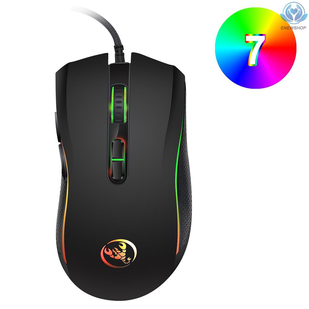 【enew】HXSJ A869 Wired Gaming Mouse 3200DPI 7 Buttons 7 Color LED Optical Computer Mouse Player Mice Gaming Mouse for Pro Gamer