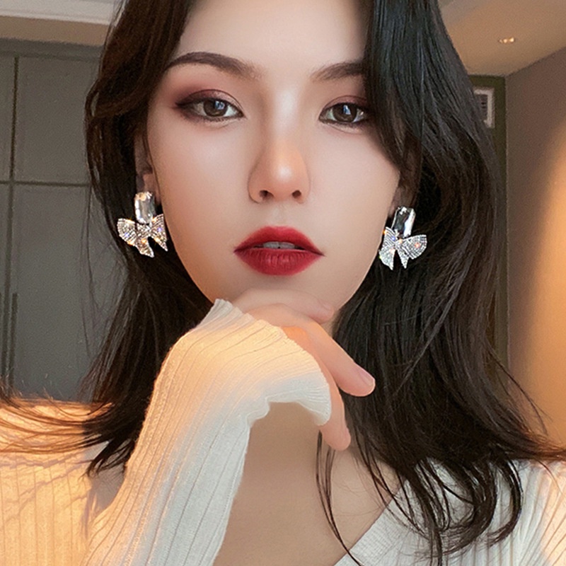 Bông Tai Dáng Dài Bằng Bạc 925 Đính Đá Thời Trang Sang Trọng Cho Nữ