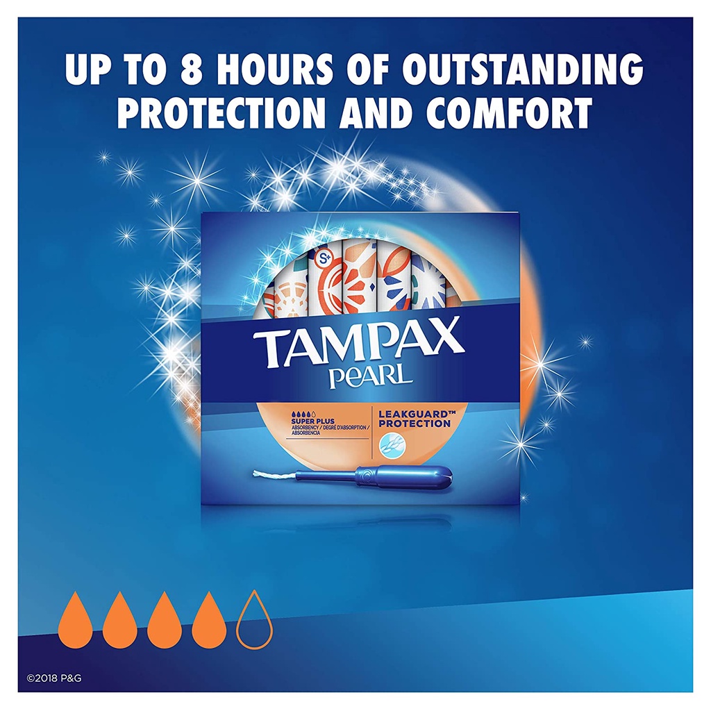 Tampax Tampon Super Plus 36 miếng loại 4 giọt cán nhựa siêu thấm không mùi
