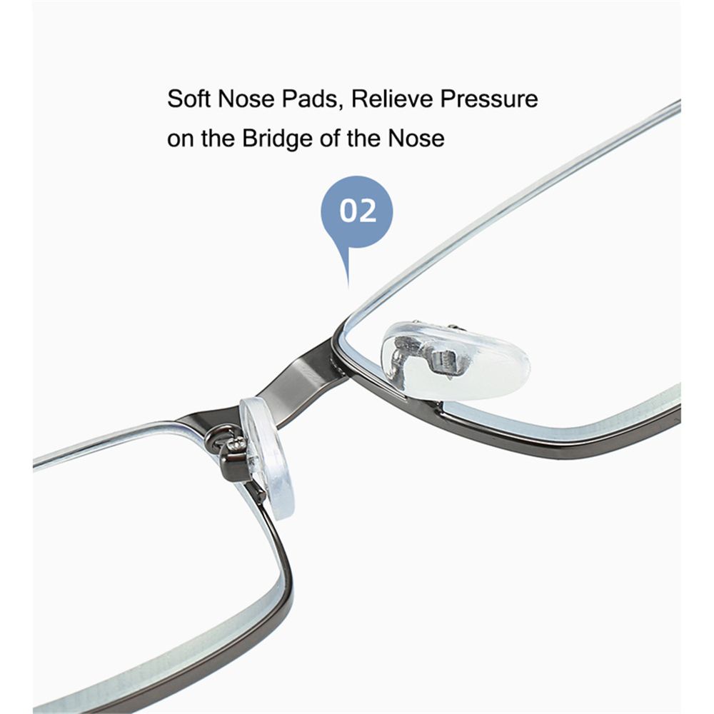 Mắt kính đọc sách hình chữ nhật siêu nhẹ chống ánh sáng xanh +1.0 +4.0 bằng thép không gỉ cho nam