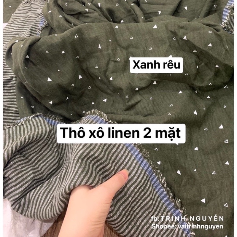 Thô Xô Linen 2 Mặt Xanh rêu (1 mét)